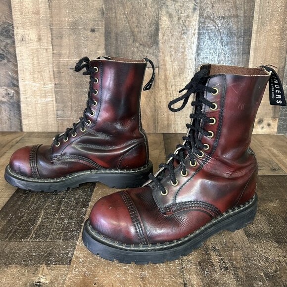 Grinders Vintage Steel Toe Black Cherry Work Boots Mens UK 5 US 6 - Picture 11 of 12